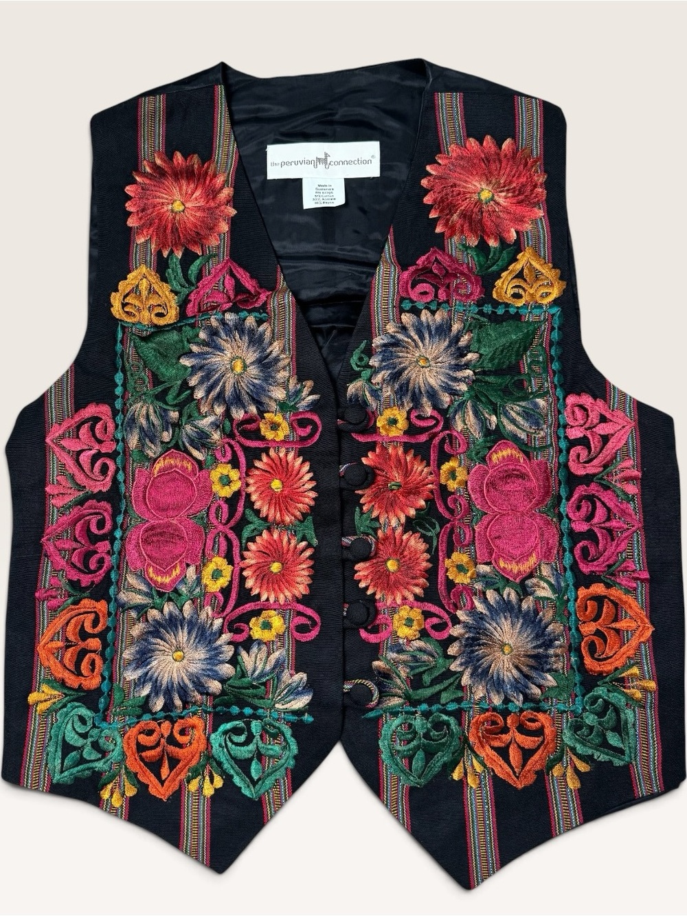 The Peruvian Connection Vintage Floral Embroidered Boho Vest Waistcoat